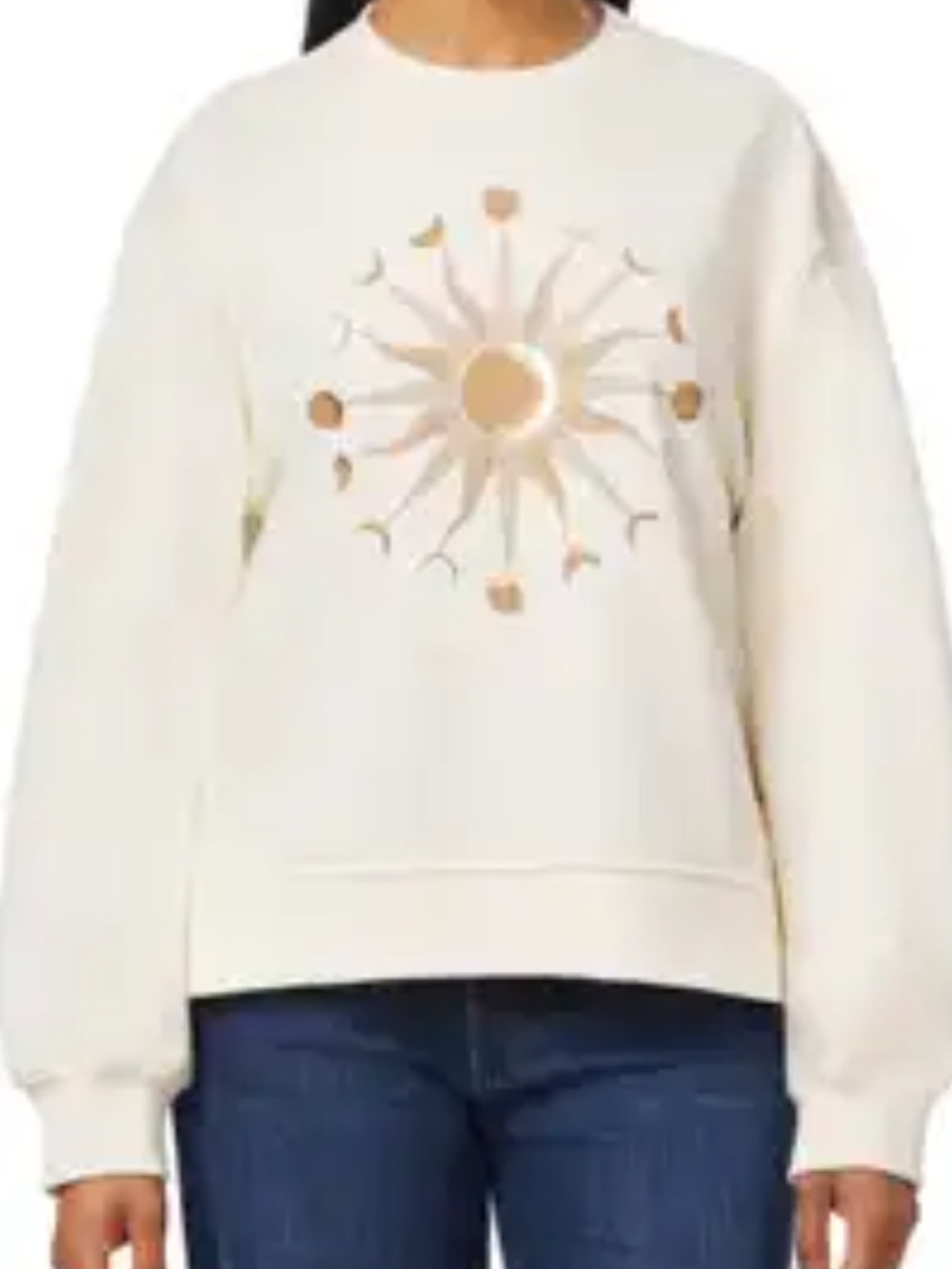 Scotch & Soda Cream w/ Gold Sun & Moon Graphic Sweatshirt size XS Oversized